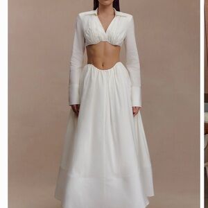 Meshki White Two-Piece Cutout Maxi Skirt Set